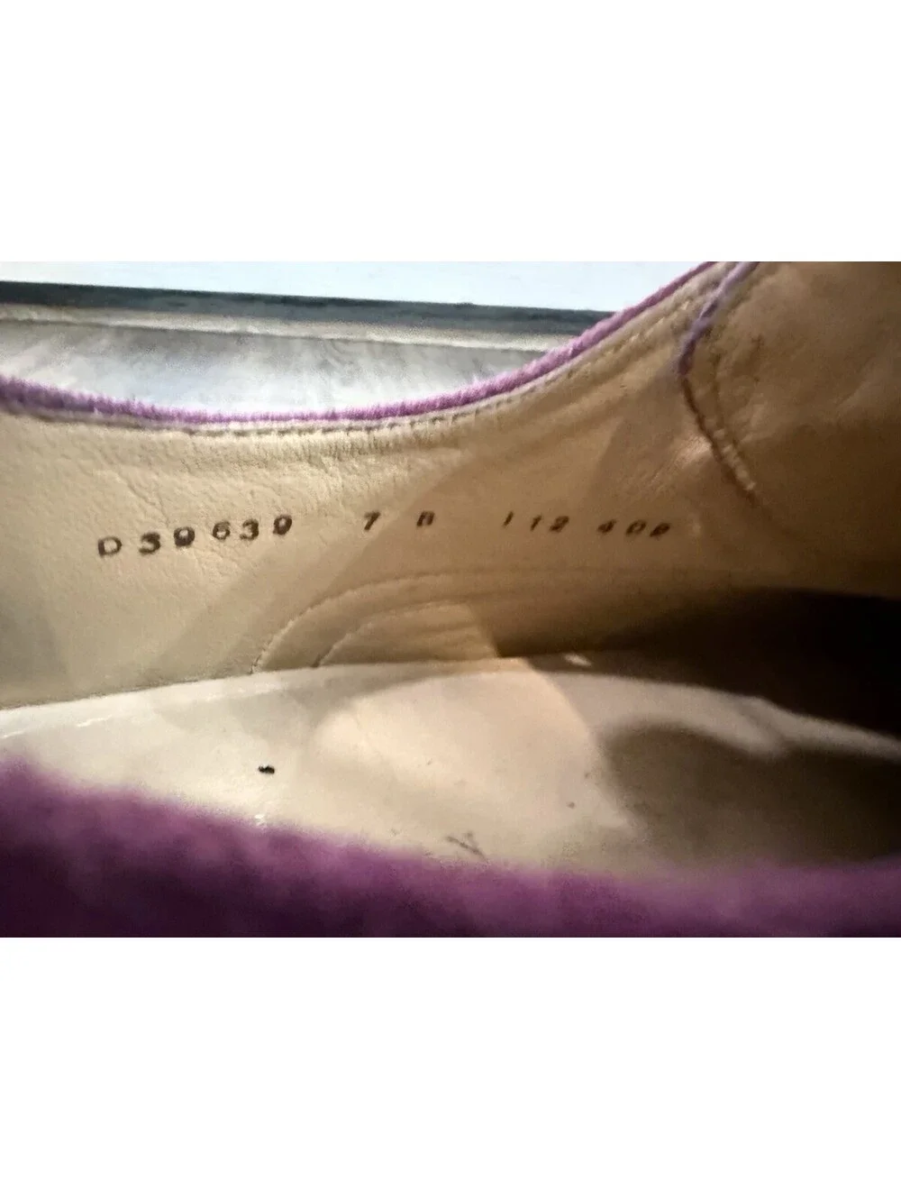 Cole Haan Wingtip Oxford Shoes Womens 7 B Purple Suede Brogue Lace Up
